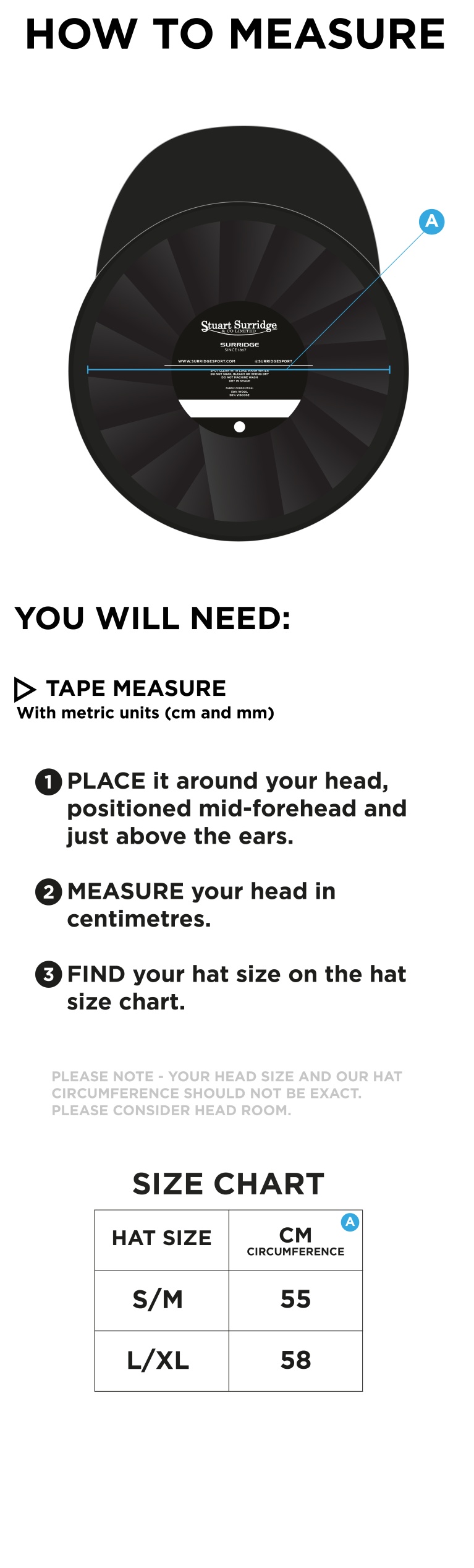 BAGGY CRICKET CAP - Bottle Green - Size Guide